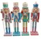 Christmas Nutcracker. Wizardi Classic Wooden Festive Decoration F07M14-30-N01703 green stand